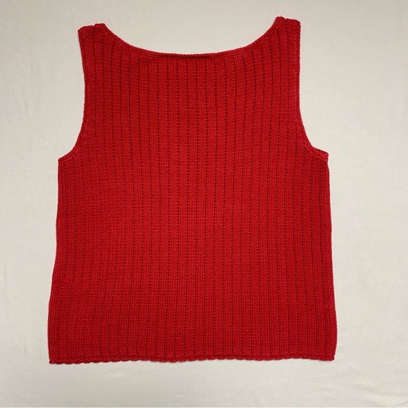 Vintage Crochet Knit Cropped Tank Sweater Boho Women’s Medium Rust Orange Red - Picture 3 of 7